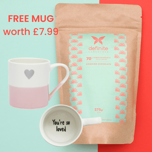 Dark Organic Vegan Drinking Hot Chocolate (70%) Dominican Republic + FREE Mug