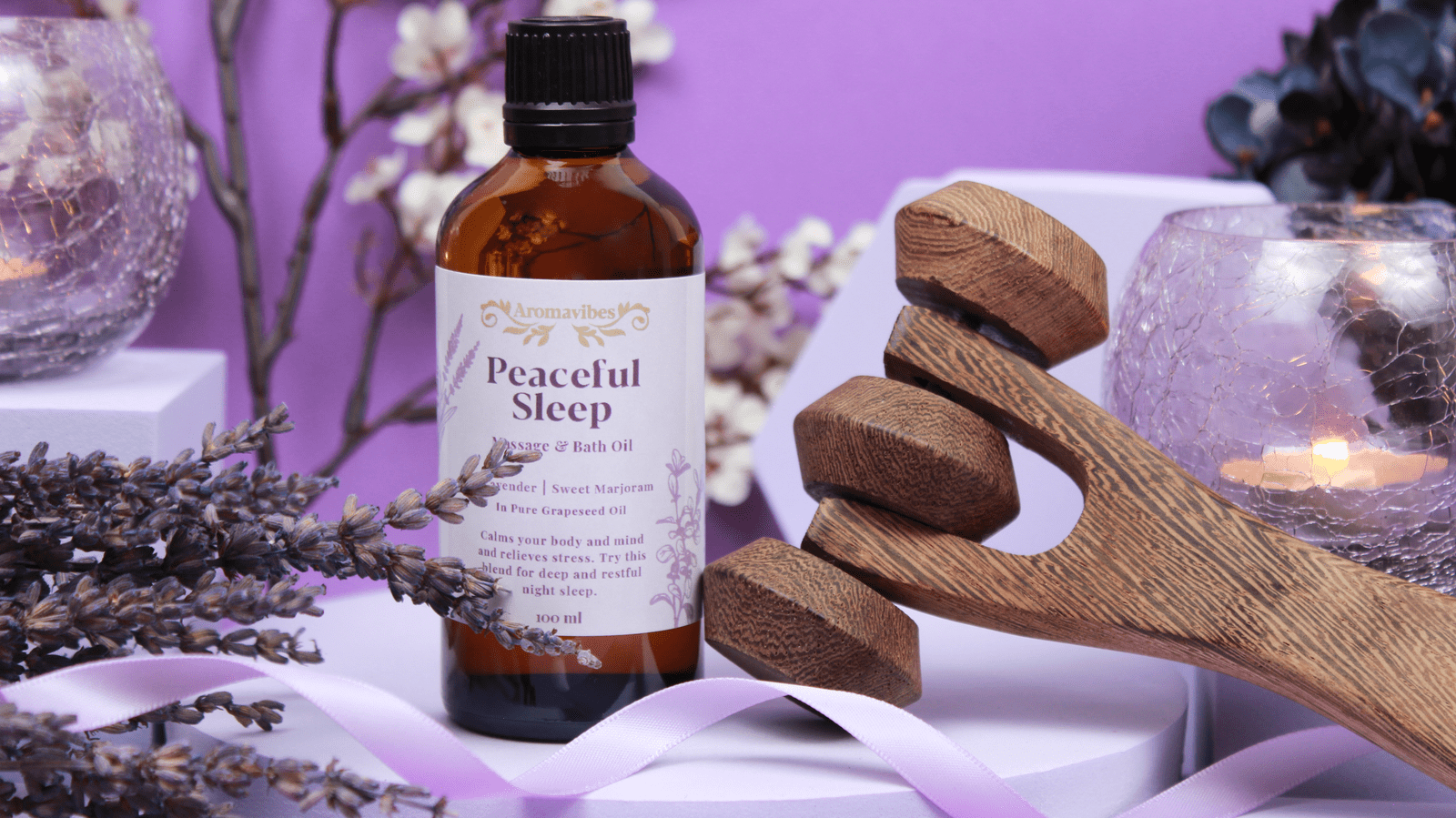Massage Oil Lavender Peaceful Sleep Massage & Bath Oil Gift set for her / for him - Image 2