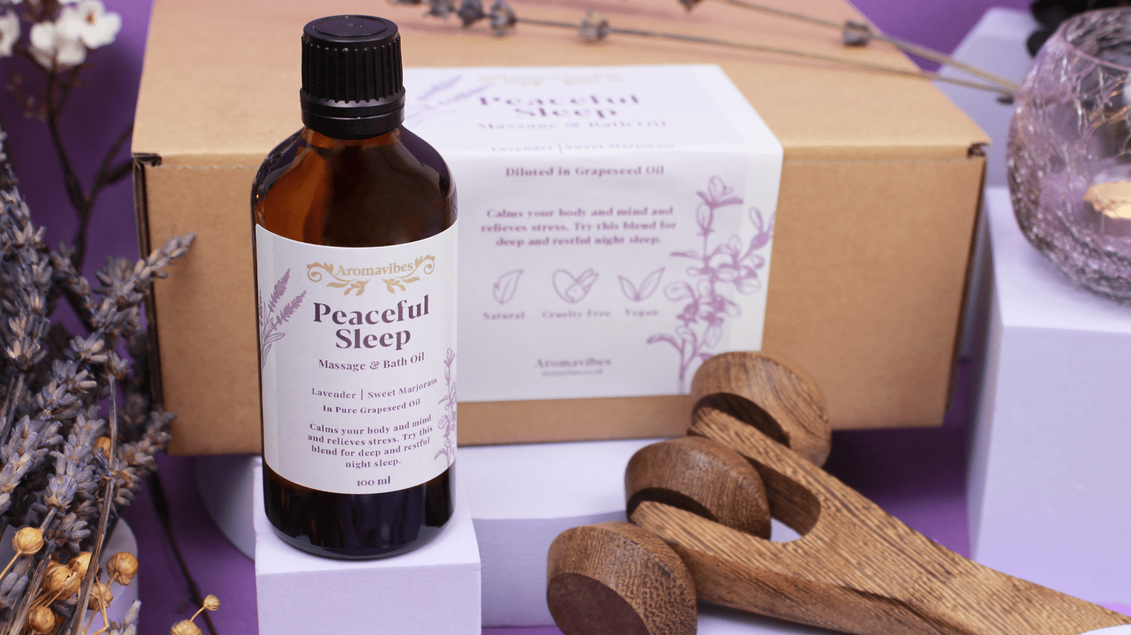Massage Oil Lavender Peaceful Sleep Massage & Bath Oil Gift set for her / for him - Image 3