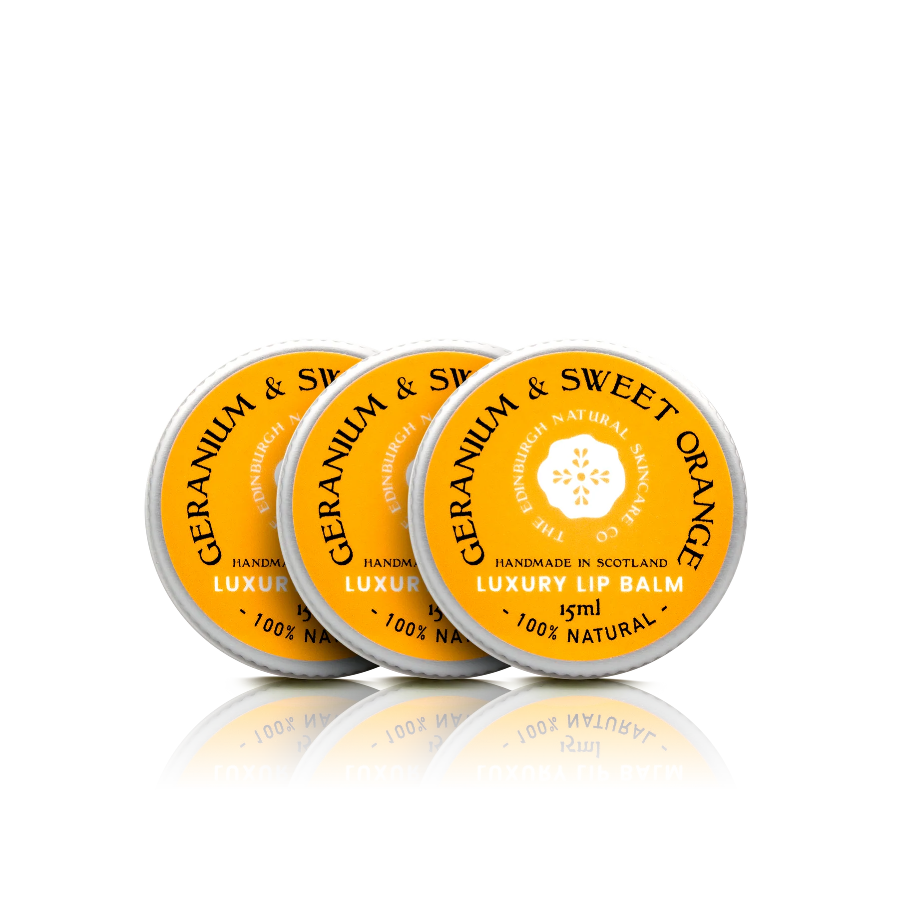 3 Geranium and Sweet Orange Luxury Lip Balms
